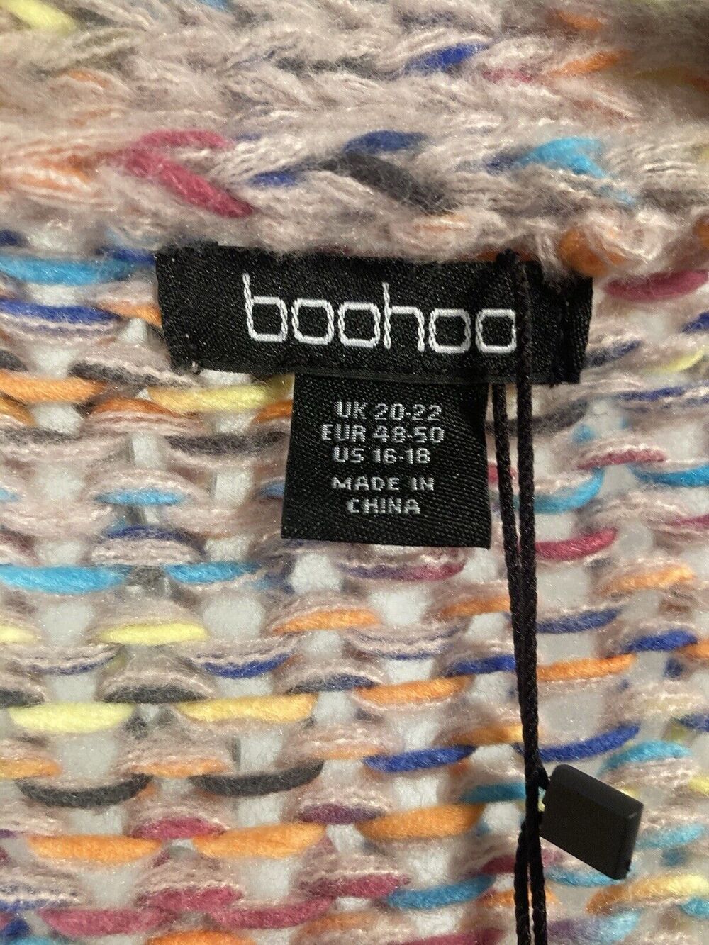 Boohoo Multicolored Chunky Knit Pink Cardigan- US 16-18